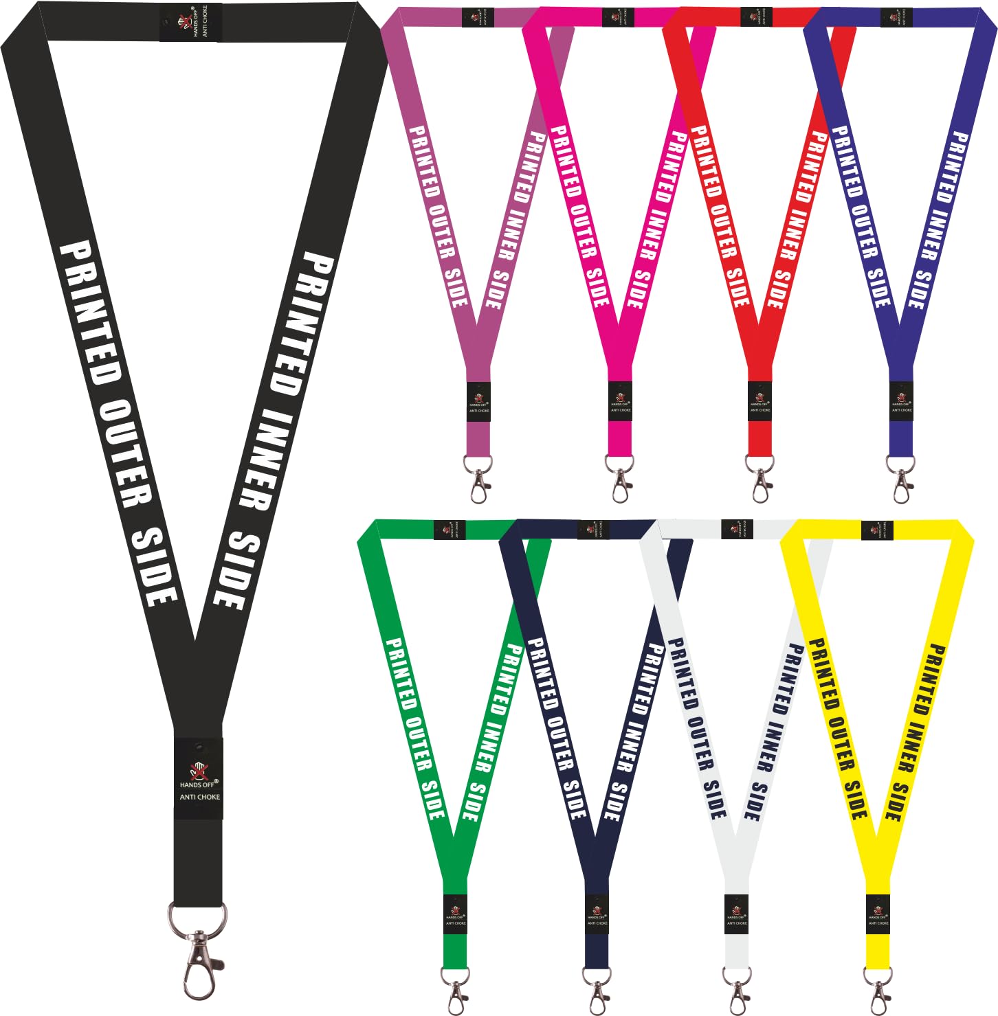 Hands Off 1 x Personalised Printed Lanyard Custom printed with any text, With Detachable safety clip