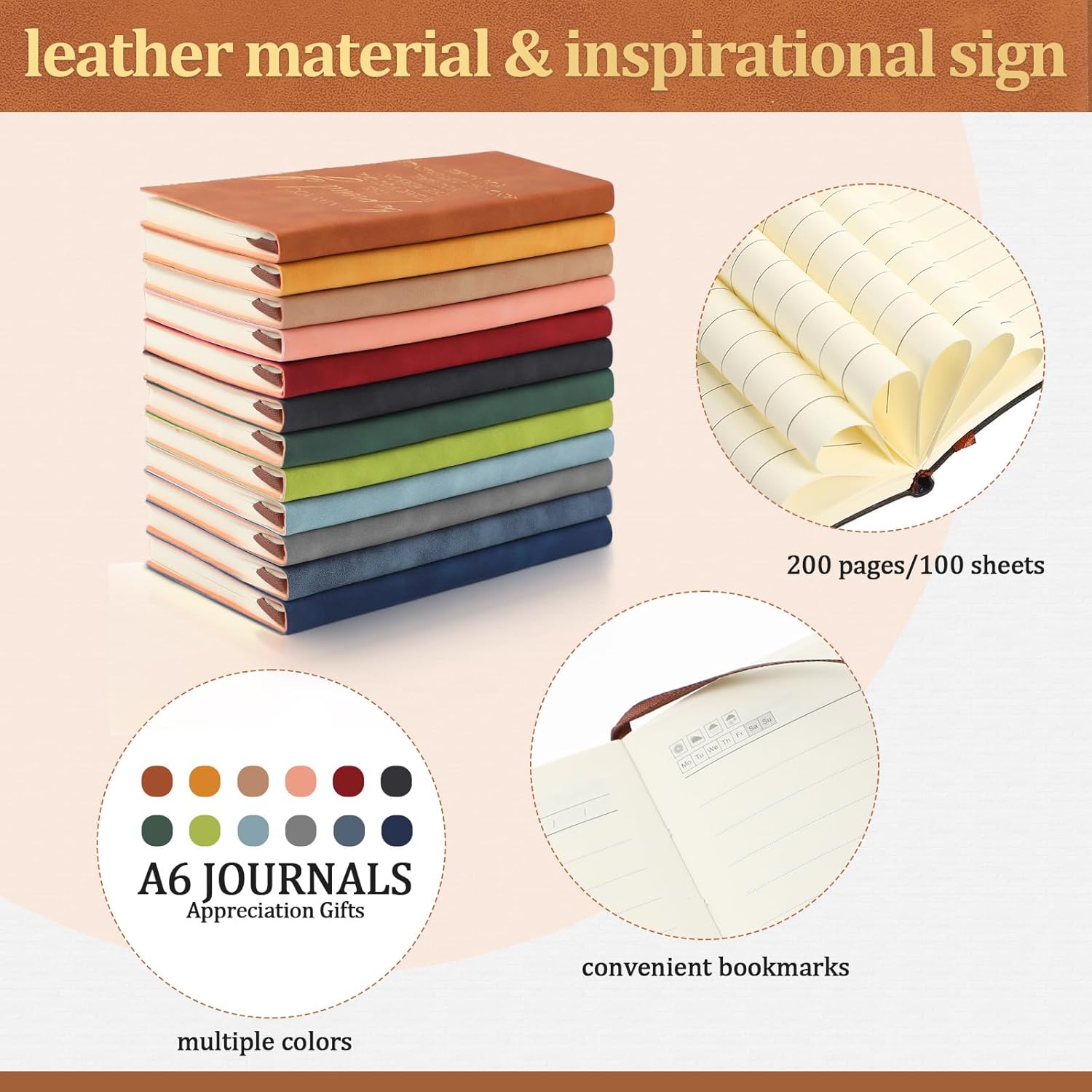 Ctosree 24 Pack Employee Appreciation Gifts A6 Leather Journal Bulk May You Be Proud of The Work Sign Thank You Gifts Notebook Small Notepad Inspirational Gift for Volunteer Teacher Coworker