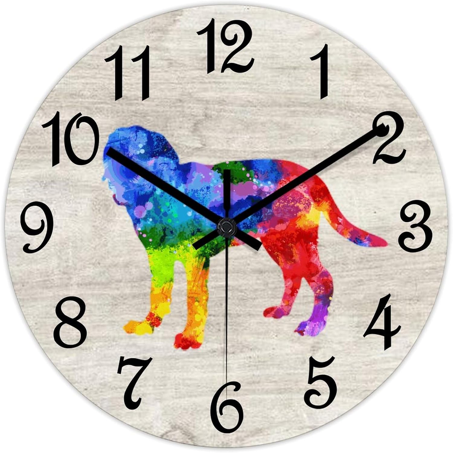 Golden Retriever Round Wall Clock Dog Mom Gift Clock Wall Art Wood Clock Silent Non-Ticking Decorative Wall Clock for Living Room Bedroom Kitchen 12"