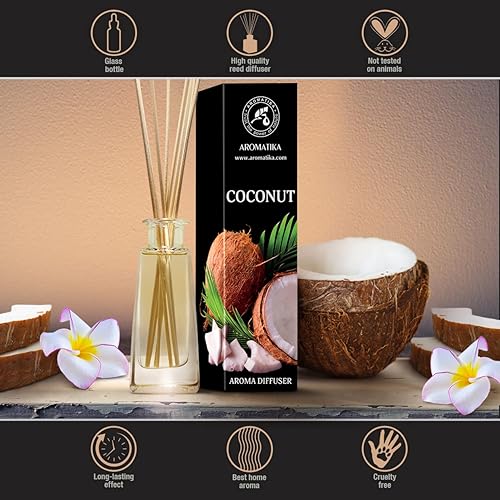 Miniatura 5 de Difusor de aroma de coco de 3.4 onzas líquidas (3.4 fl oz), difusor de junco, fragancia para habitación, fragancia para el hogar, ambientador,