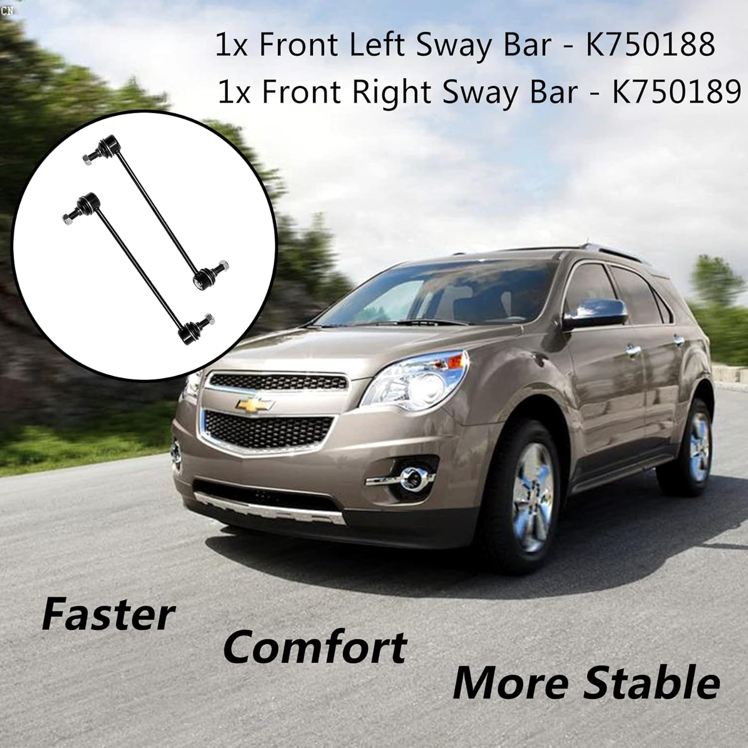 Front Sway Bar Stabilizer Link 2 Pcs Left & Right｜Replacement For 2007-2017 Chevy Captiva Sport, Equinox, Pontiac Torrent, GMC Terrain, Saturn Vue & Suzuki XL-7｜Replace OE#: K750189, K750188