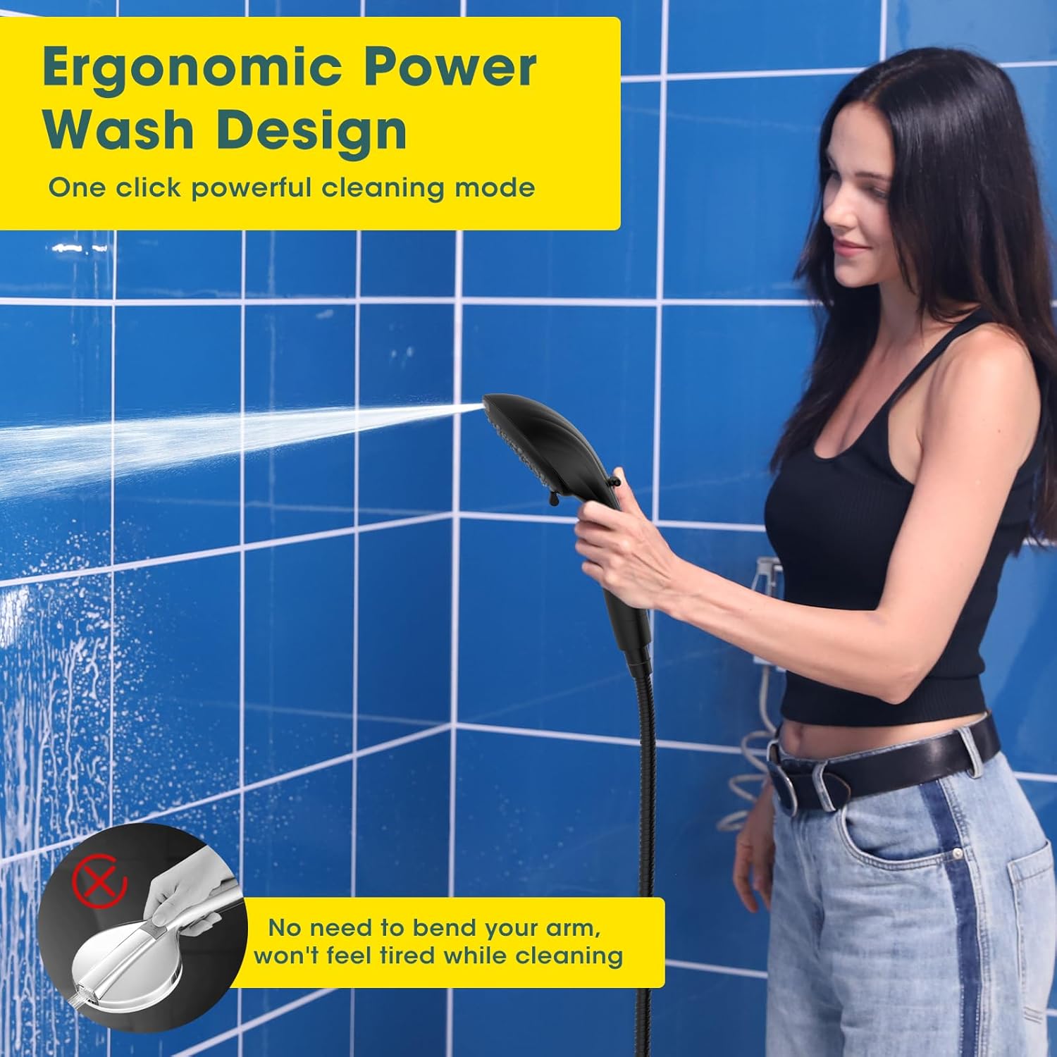 FASDUNT Filtered Shower Head with Handheld, High Pressure 8-Mode Handheld Showerhead with Filters for Hard Water -Remove Chlorine, Built-in Power Wash, 80" Long Hose & Adjustable Bracket, Black