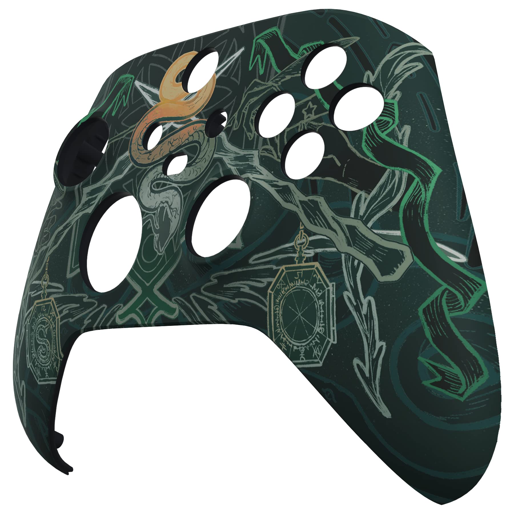 eXtremeRate Custodia Cover per Xbox Series X S Controller Joystick,Scocca Copertura Frontale Shell Ricambio per Xbox Core Controller Wireless Model 1914-Totem Serpente - 5
