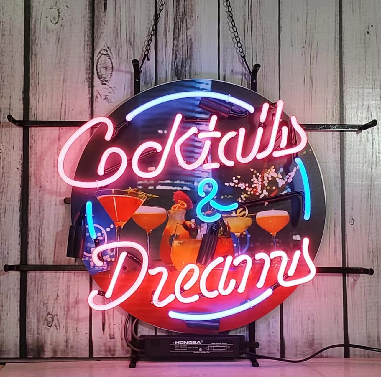 Neon Signs Beer Bar Bedroom Light Cocktail And Dream GLASS Neon Signs,Restaurant Bistro Bar Shop for Office Pub Cafe Man Cave Neon Light Art Wall Lights 24 X 20 Inches