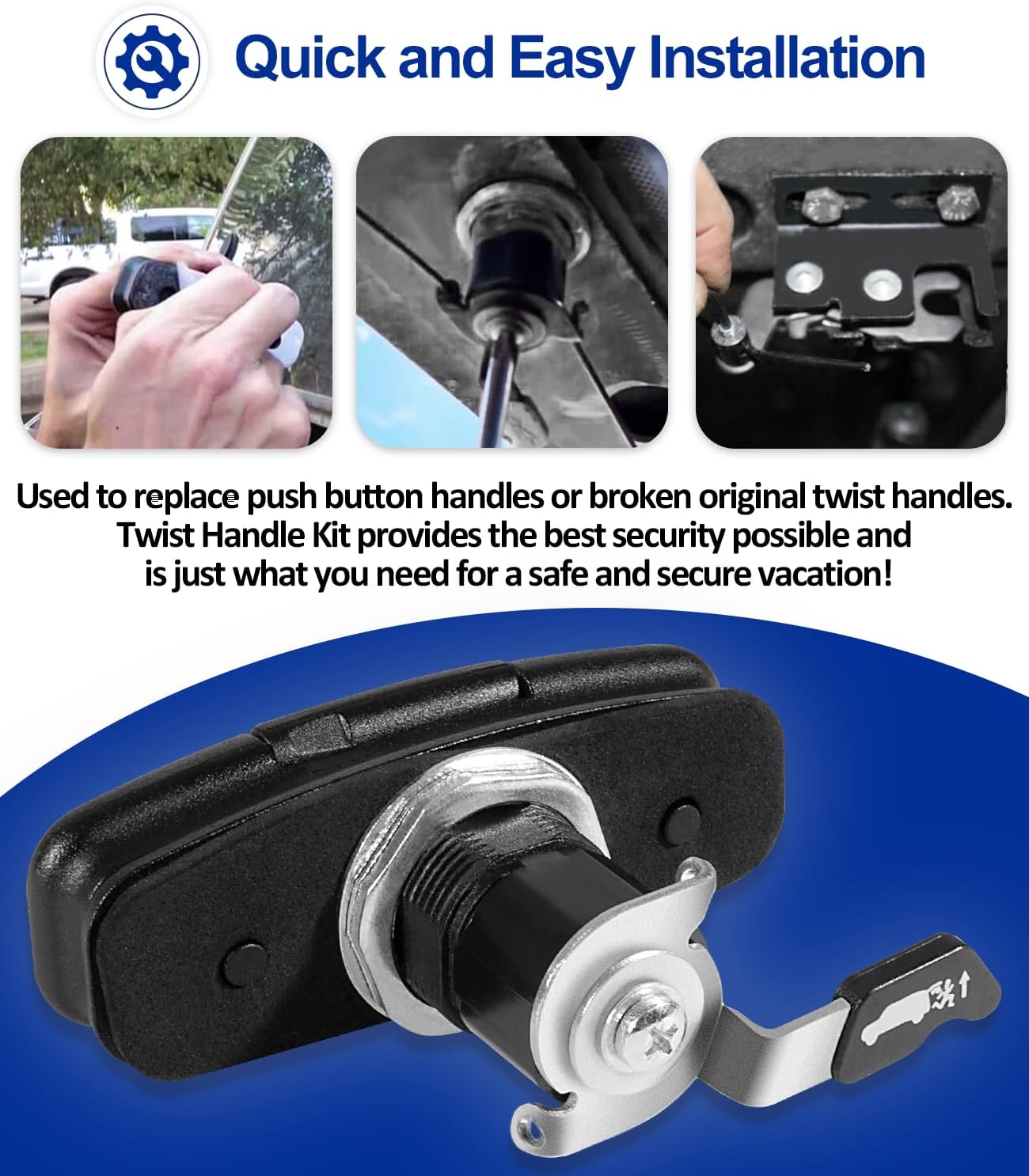 LAIKOU 113436 Black Twist Handle Kit Compatible with Leer Truck Caps 100XQ, 100XL, 100XR and TSC700 Tonneau with 83515 83514 Striker Latches, Cables, 2 Keys (113436-100XQ)