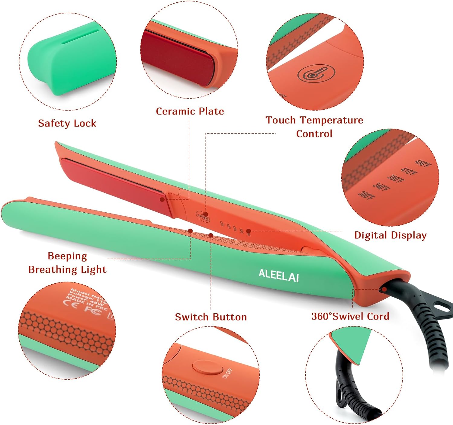 Flat Iron Hair Straightener and Curler, 2-in-1 Ceramic Styling Tool with Floating Plates, Fast Heat-Up, Adjustable Temperature, Dual Voltage for Travel & Home Use - Image 2