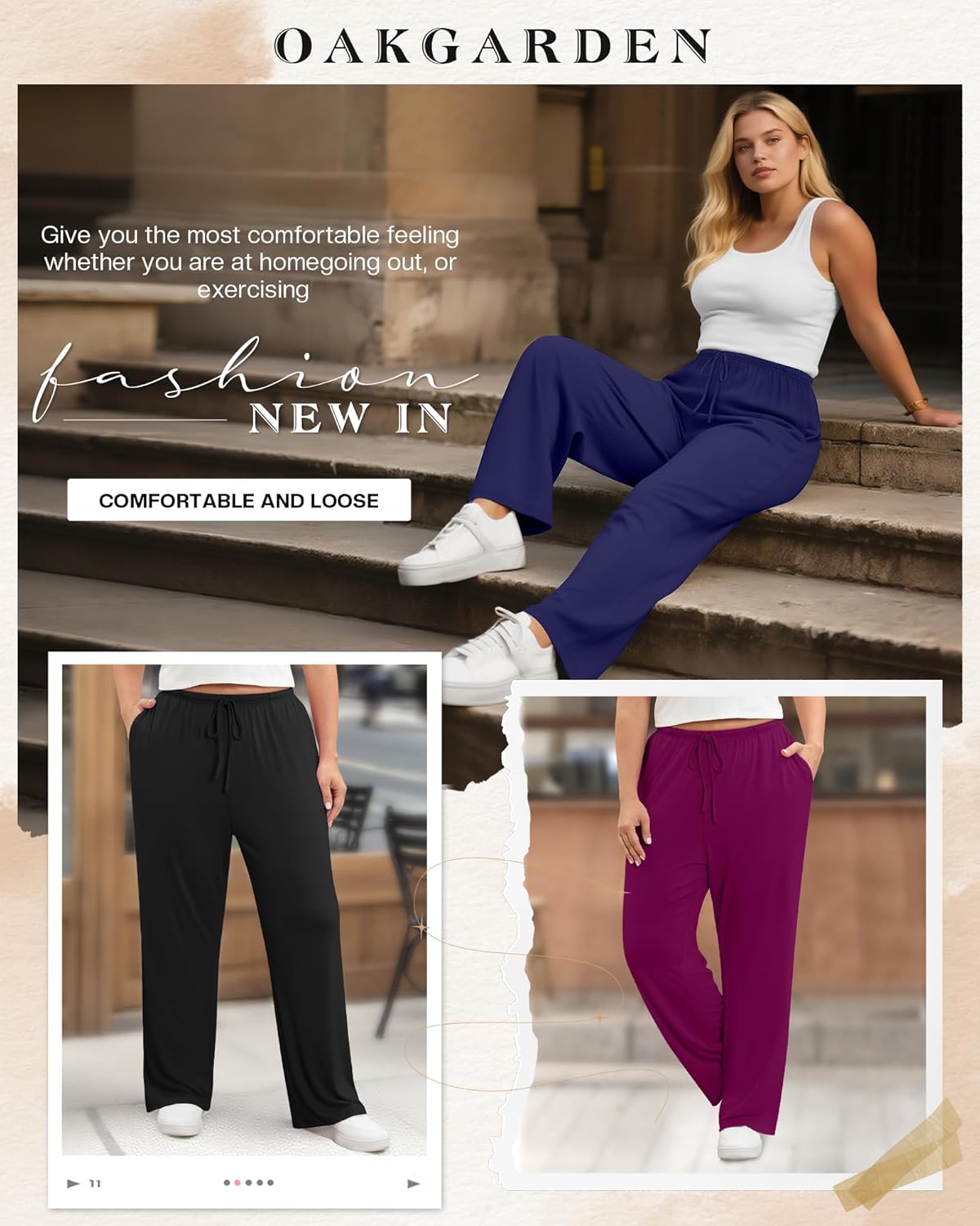 4 Pack Women's Plus Size Lounge Pants with Pockets, Wide Leg Yoga Loose Drawstring Pants Casual Sweatpants Jogger - Image 6