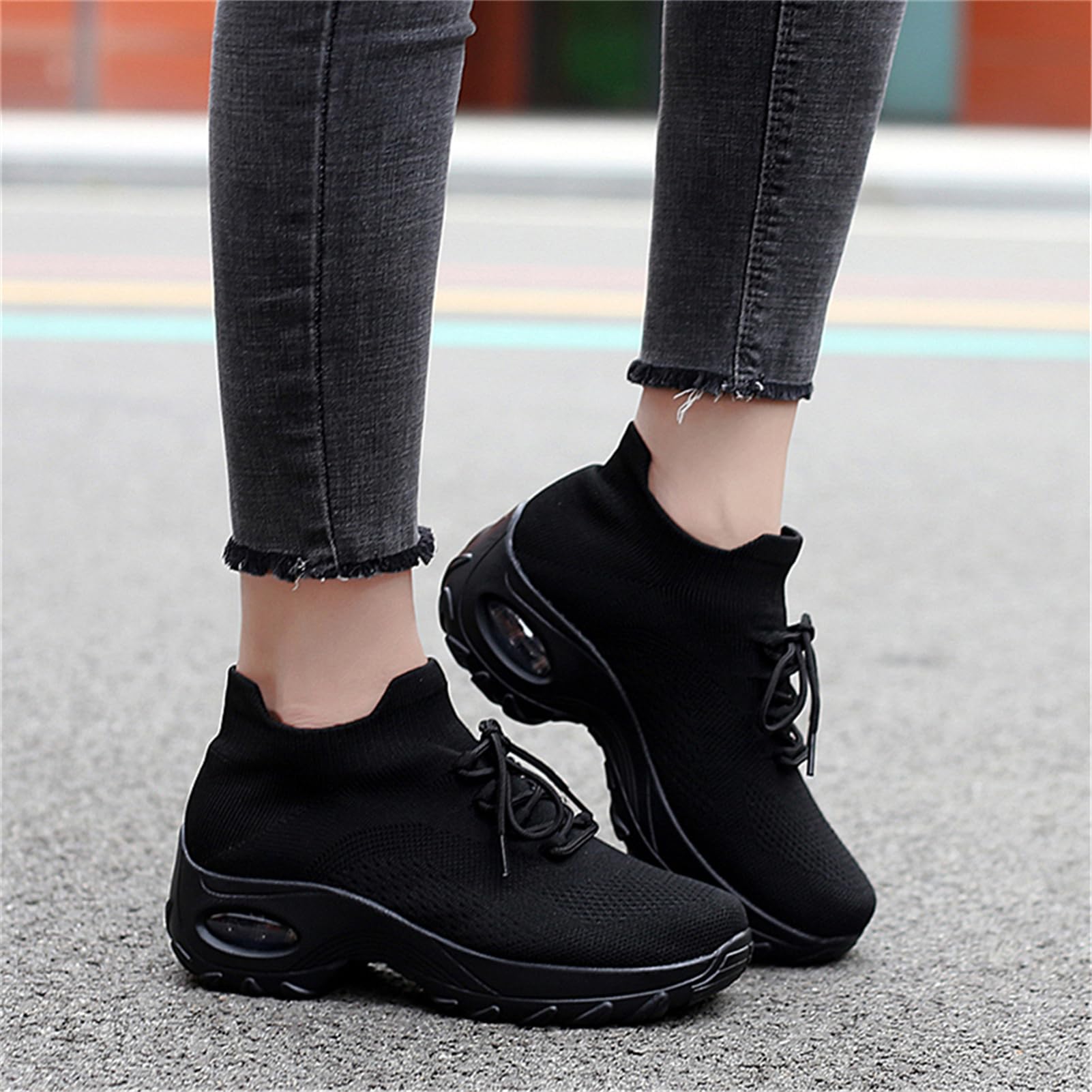 Hitmars Scarpe Ginnastica Donna Sneakers Running Camminata Corsa Basse Tennis Air Traspiranti Sportive Gym Fitness Casual Comode Nero Blu Rosa Cachi Bianca Taglia 35-44