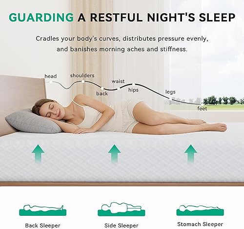 Miniatura 2 de CloudDrift Colchón de tamaño matrimonial, colchón de espuma viscoelástica de 8 pulgadas en una caja, sin fibra de vidrio, alivia la presión