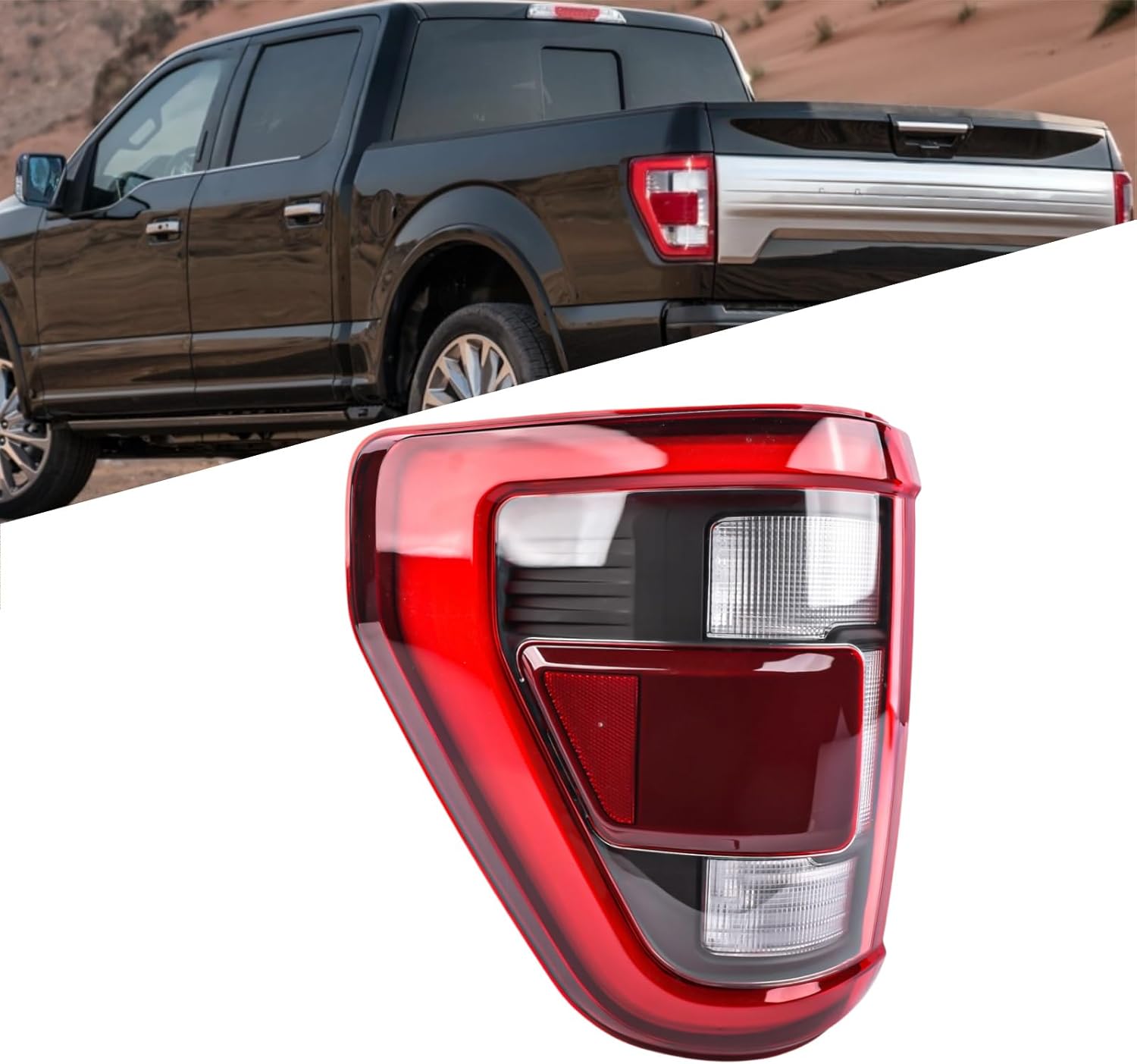 Rear LED Taillight Assembly Lamps with Blind Spot Left Side Replacement for Ford F-150 2021 2022 2023 NL3Z-13405-E Black