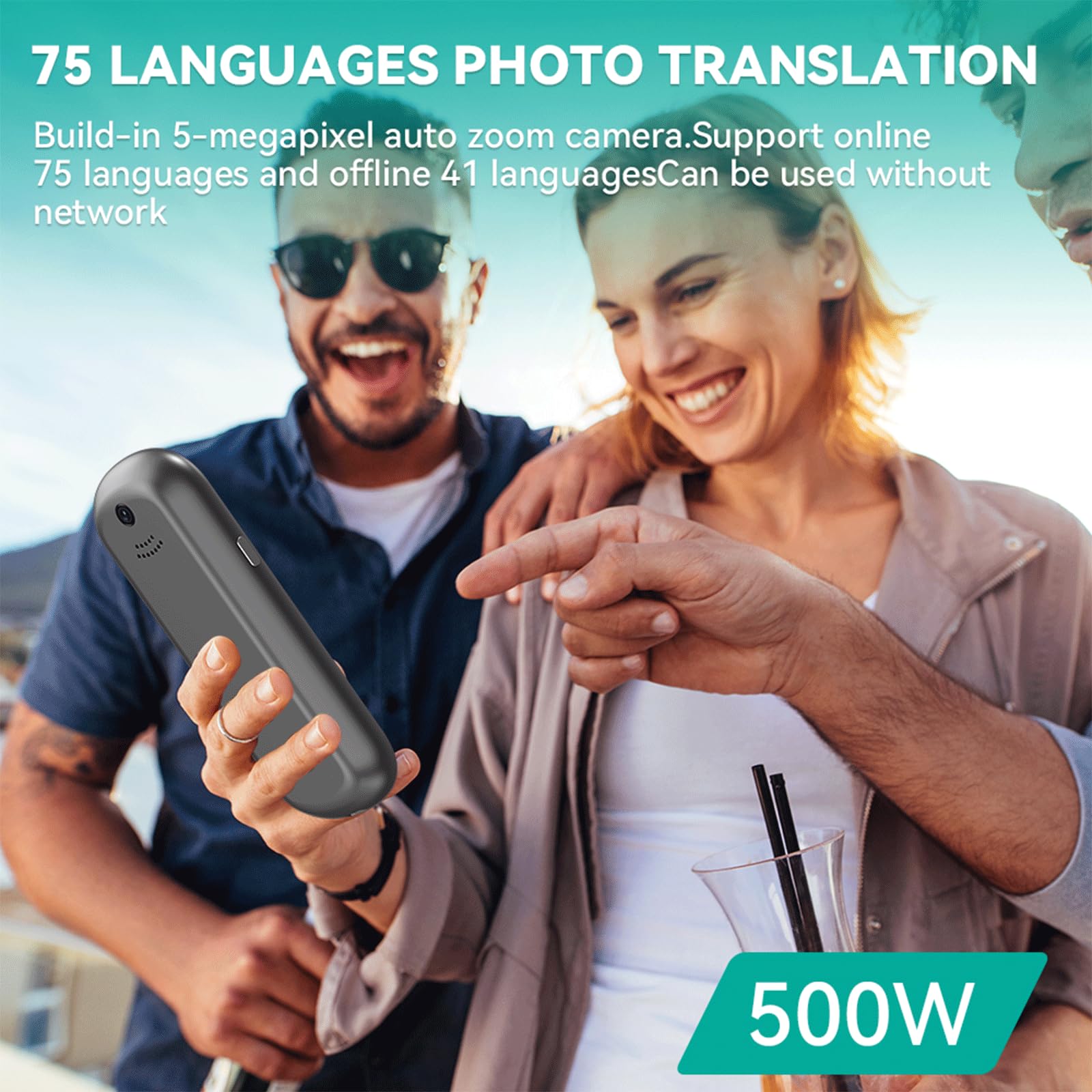 Dispositivo traduttore linguistico, traduttore istantaneo AI con 139 lingue Traduzione vocale bidirezionale in tempo reale, traduzione online/offline/foto/registrazione, traduttore portatile per