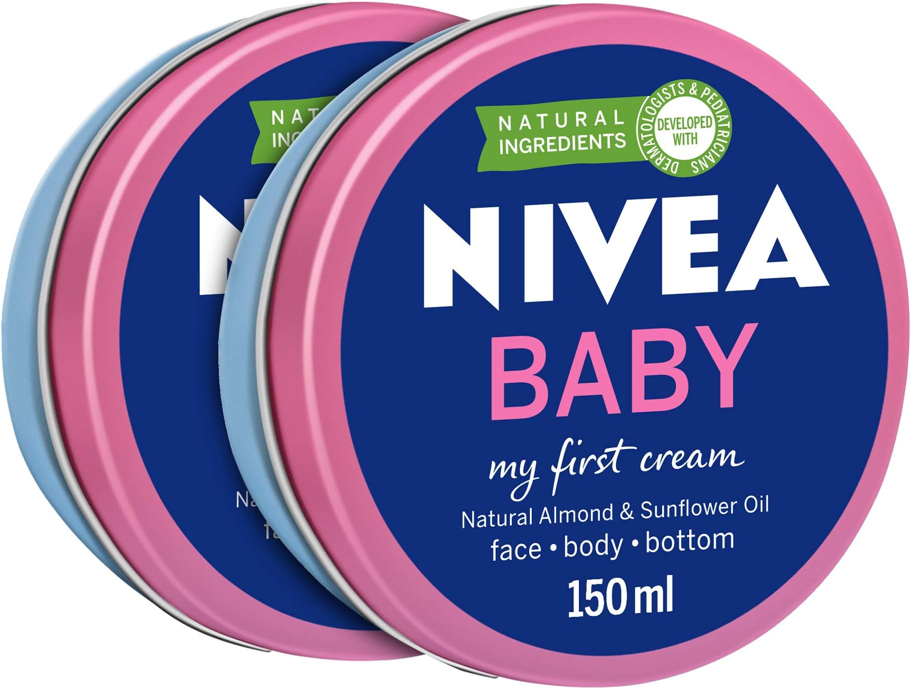 NIVEA Baby All Purpose Moisturizing Cream, My First Cream Natural Almond & Sunflower Oil, 2x150ml