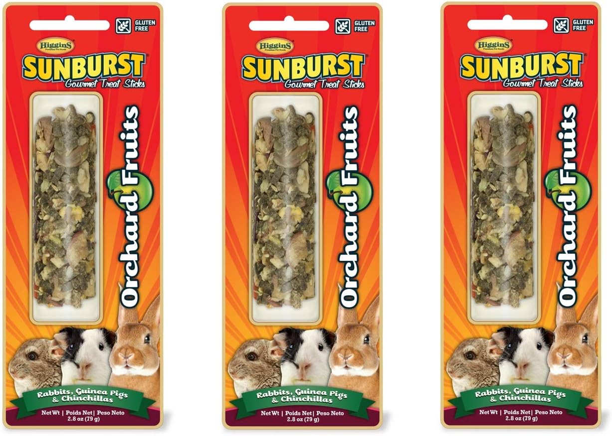 Sunburst Gourmet Treat Sticks, 2.5 Ounce, Orchard Fruits Flavor for Rabbits Guinea Pigs and Chinchillas (3 Pack)