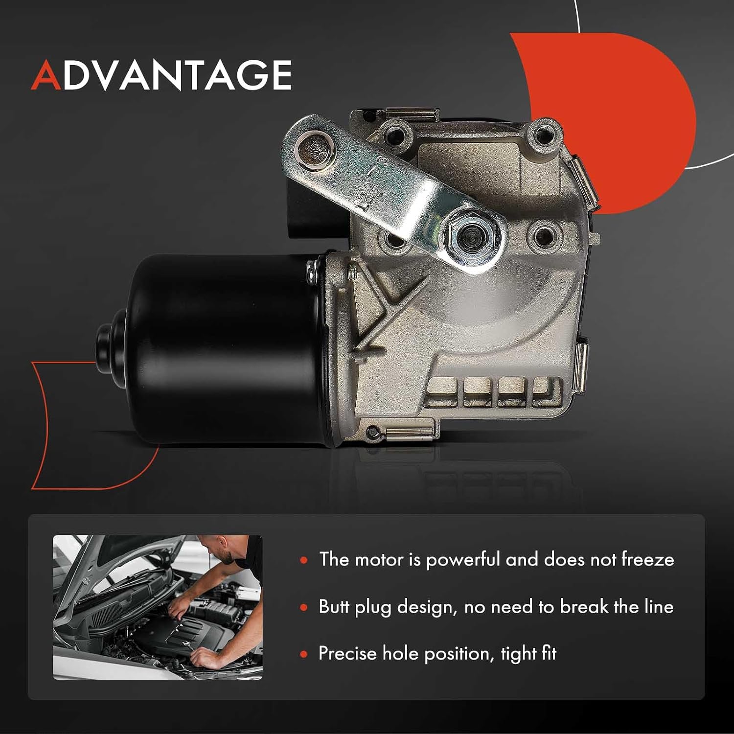A-Premium Front Windshield Wiper Motor Compatible with Tesla Model Y 2020 2021 2022 2023, 4-Pin, Left Hand Drive