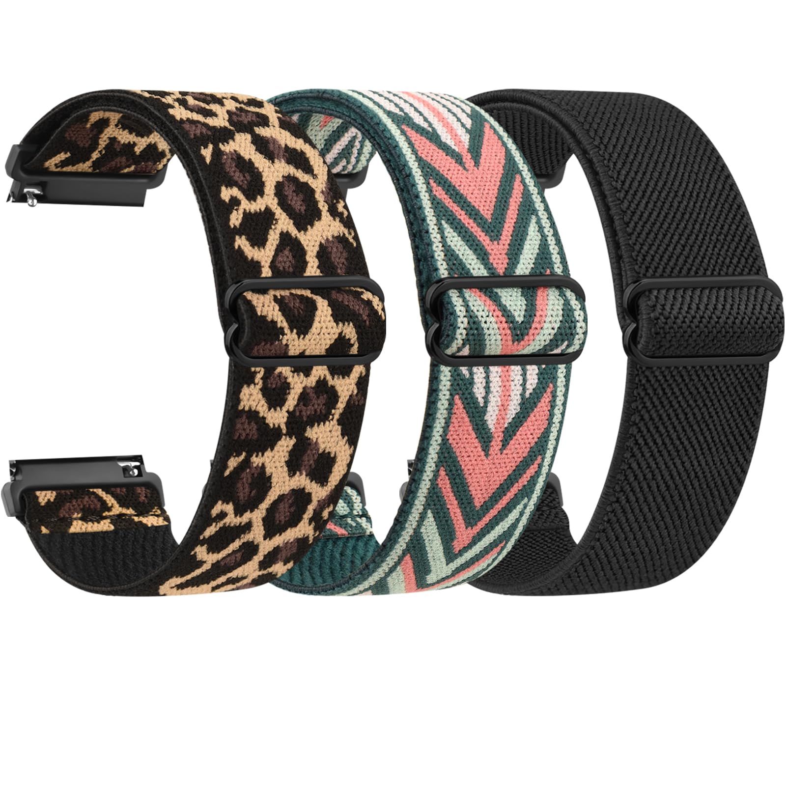 22mm Elastic Straps for Garmin Venu 2/Venu 3, Forerunner 255/265 Music, Vivoactive 4 45mm, Amazfit Bip 6/Bip 5/Balance/Huawei Watch GT 5 Pro 46mm/GT 4 46mm/Xiaomi Redmi Watch 5 Active/5 Lite 3-PACK 02