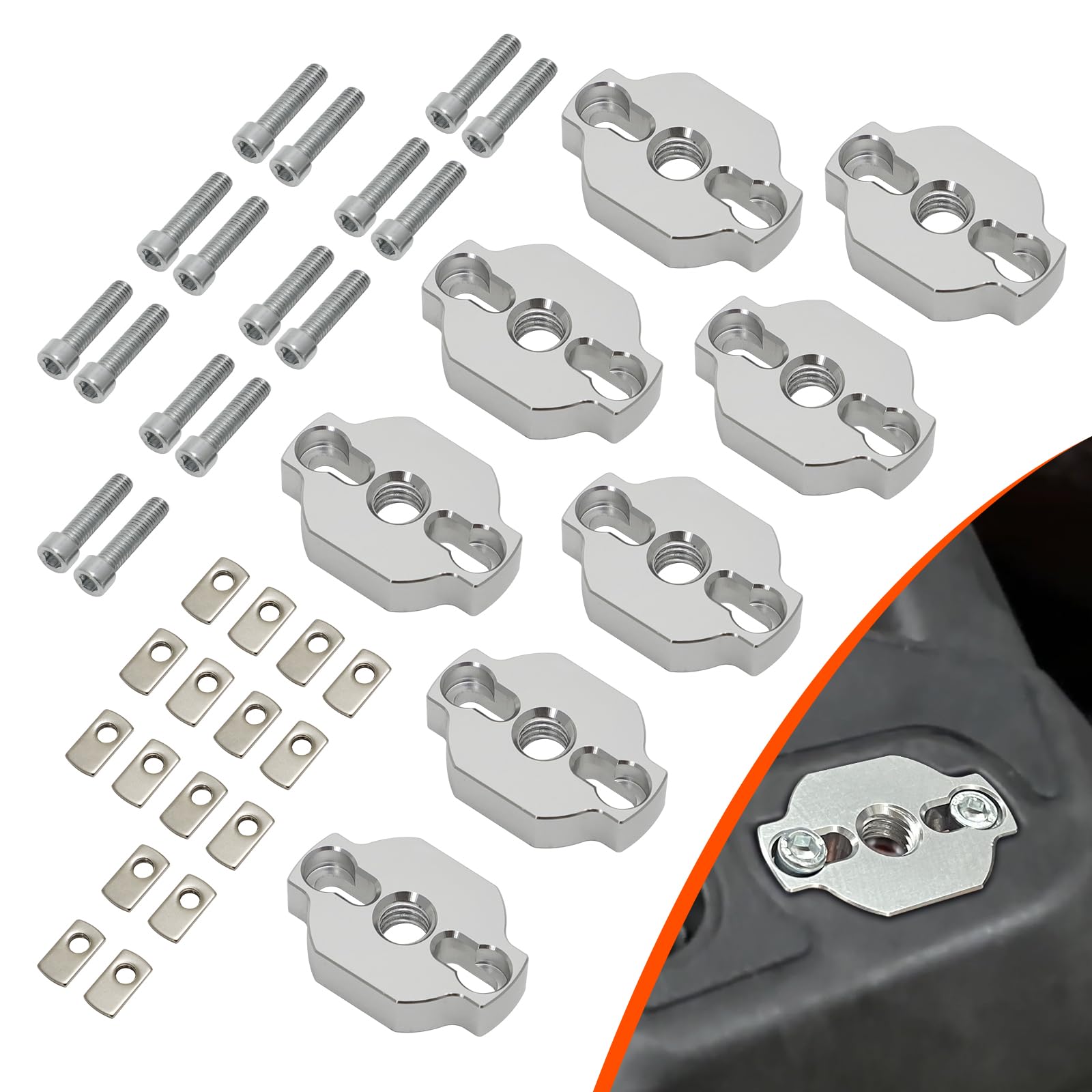 Kit de anclajes de amarre para cuatrimoto de alta resistencia, accesorios de anclaje de aluminio para CF Moto UTV/ATV, 8 piezas, diseño de perfil bajo, soportes de fuerza de sujeción más