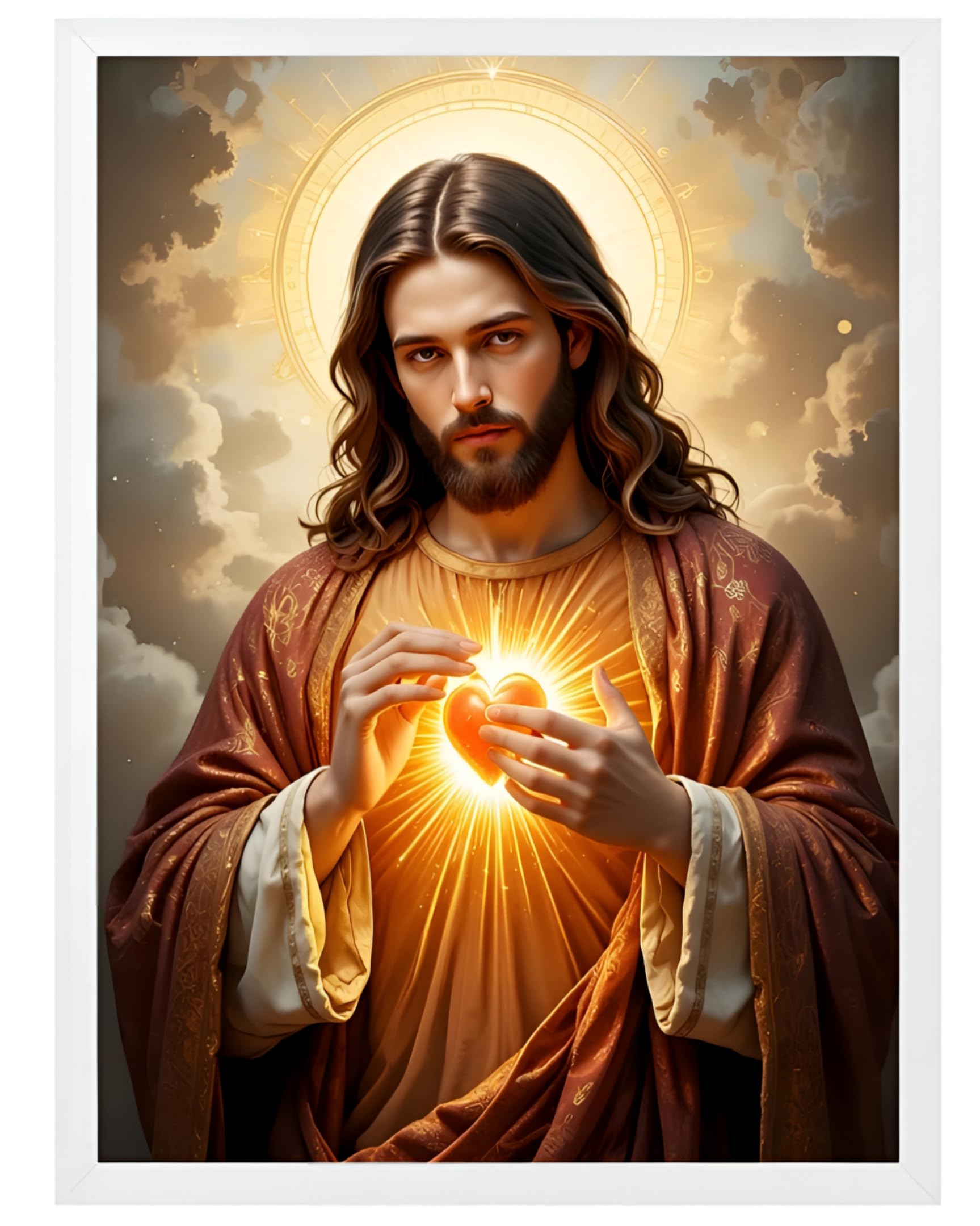 Jesus Christ Sacred Heart Photo Frame - Golden Black -8 Jesus Christ Sacred Heart Photo Frame - Golden Black -8
