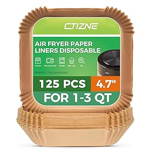 Air Fryer Liners Disposable - 125Pcs 4.7In Square Parchment Paper for Air Fryer, Non-Stick Airfryer Basket Liners for Steamer Microwave Oven