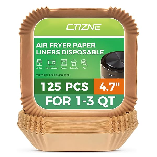 Air Fryer Liners Disposable - 125Pcs 4.7In Square Parchment Paper for Air Fryer, Non-Stick Airfryer Basket Liners for Steamer Microwave Oven