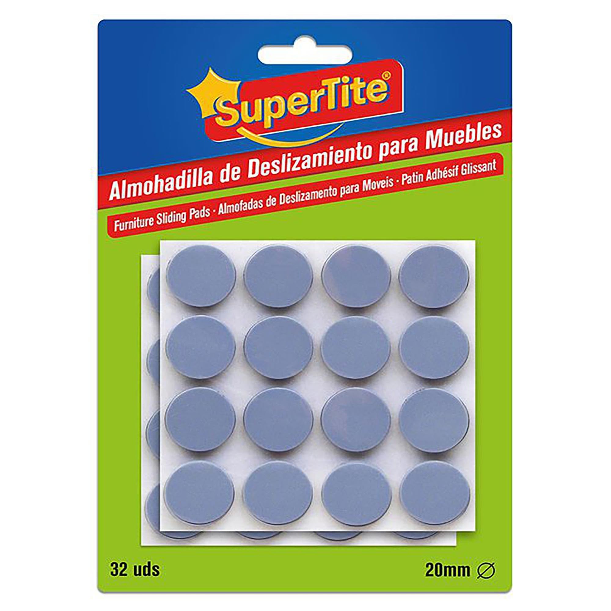Supertite Patins adhésifs ronds de 20 mm – Lot de 32 pièces