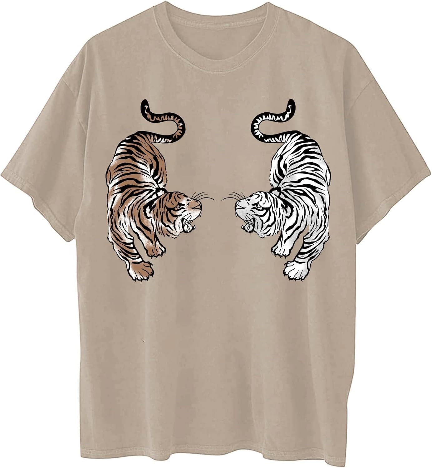 Avanova Women Tigers Graphic Oversized Tee Top Short Sleeve Loose Crewneck Summer T-Shirt - Image 3