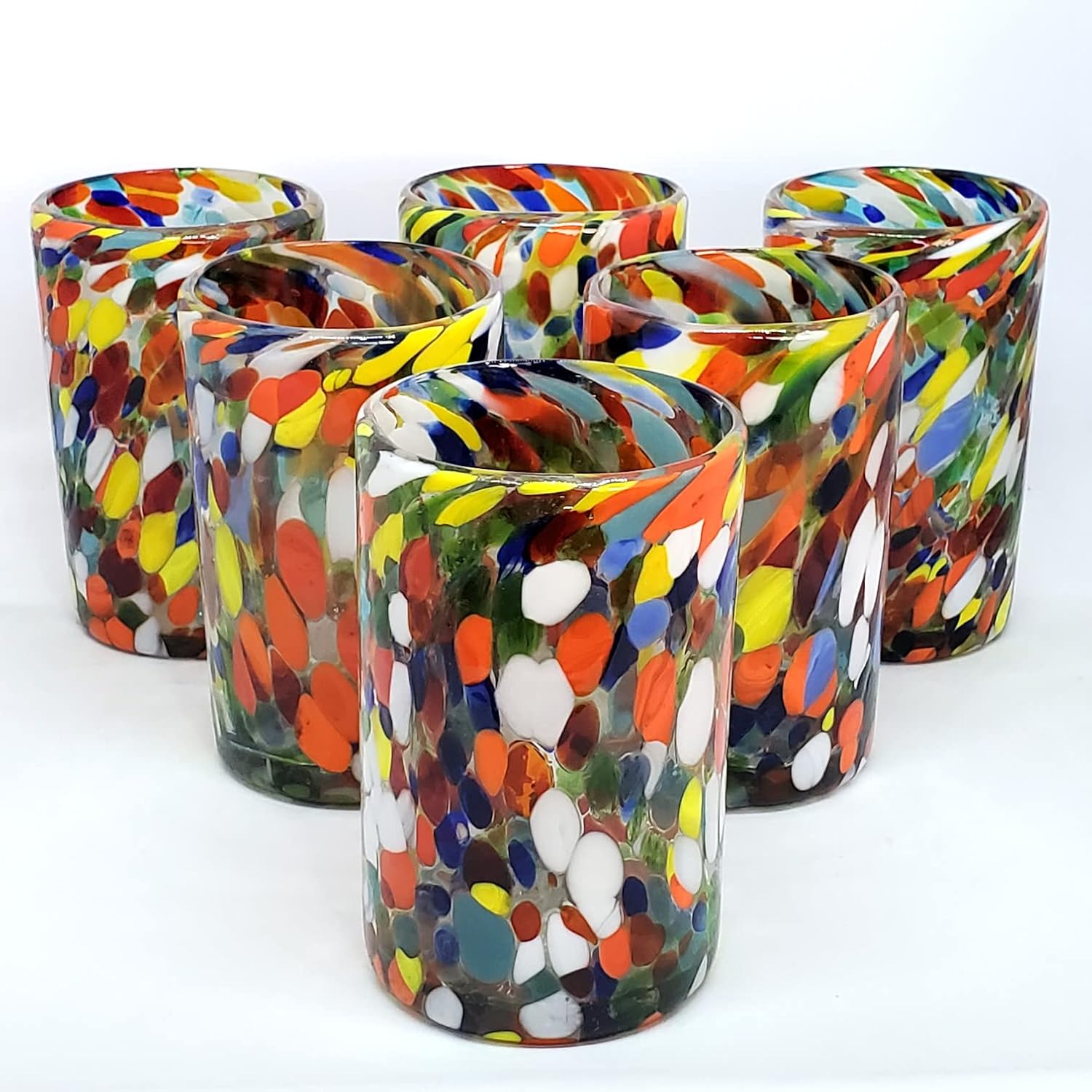 Confetti Carnival 14 oz Drinking Glasses (set of 6), Recycled Glass, Lead-free, Toxin-Free (Drinking)