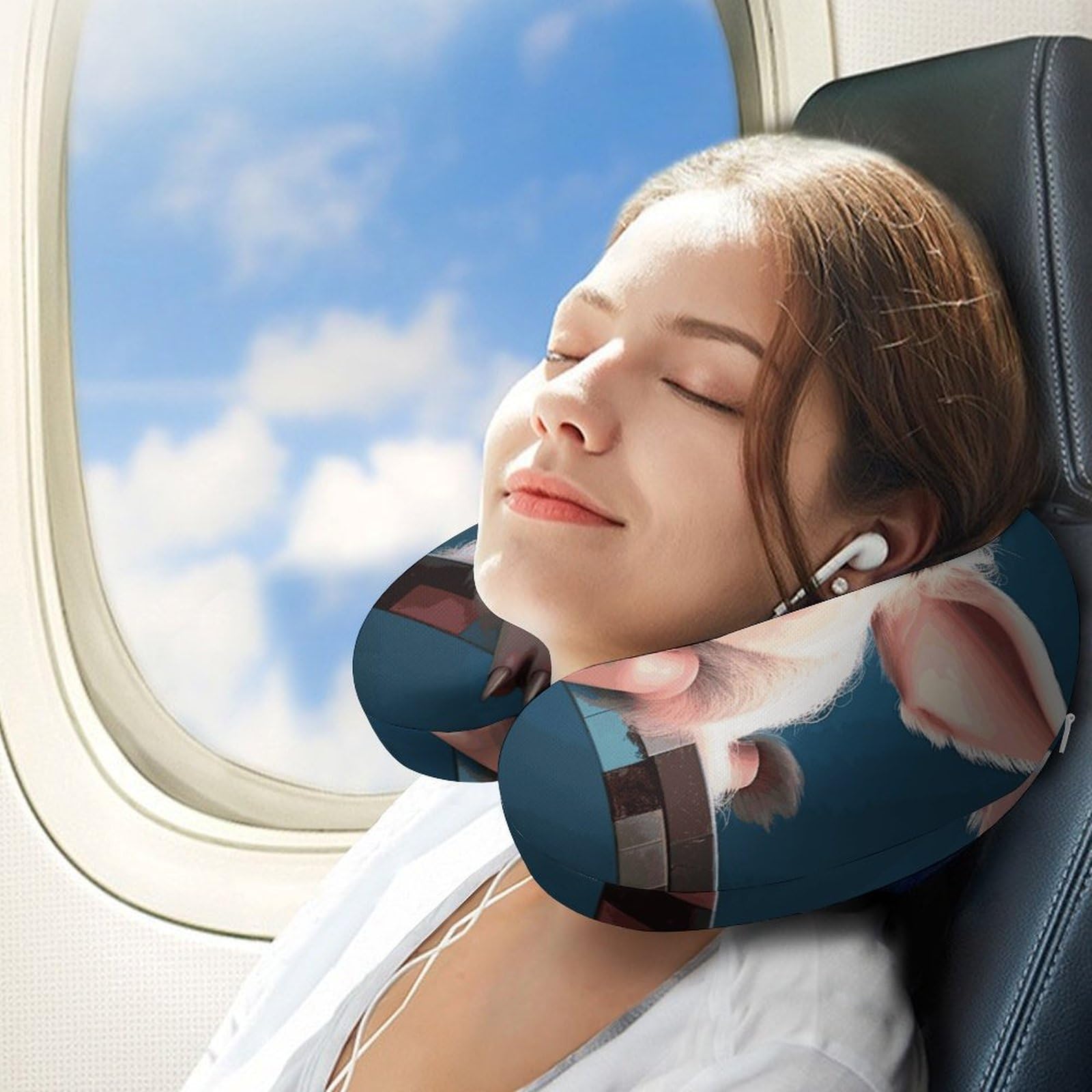 Sonriente (22) almohadas en forma de U, núcleo de almohada de espuma viscoelástica, cojín, proporciona apoyo para el cuello, almohada de viaje, adecuada para aviones, coches, hogares y