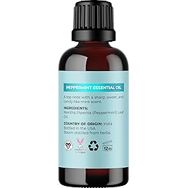 Peppermint Essential Oil for Diffuser Aromatherapy - 100% Pure Peppermint Oil for Hair Skin and Nails Plus Undiluted Refreshing Aromatherapy Essential Oil for Diffusers Baths and Topical Uses 1oz