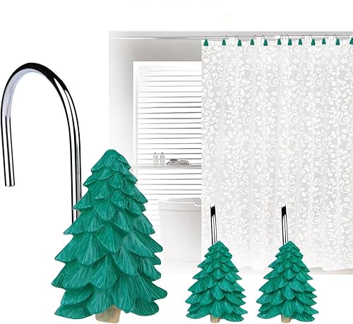 Miniatura 6 de FITNATE 12 ganchos antioxidantes para cortina de ducha de Papá Noel y trineo para invierno, Acción de Gracias, Navidad, ganchos decorativos de