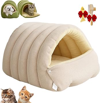 Cozy Pet Bed Warm Cave Nest Sleeping Bed Puppy House for Dogs, Removable and Washable Winter Cozy Monster Cat Small Dog & Indoor Cats Caves White, Large