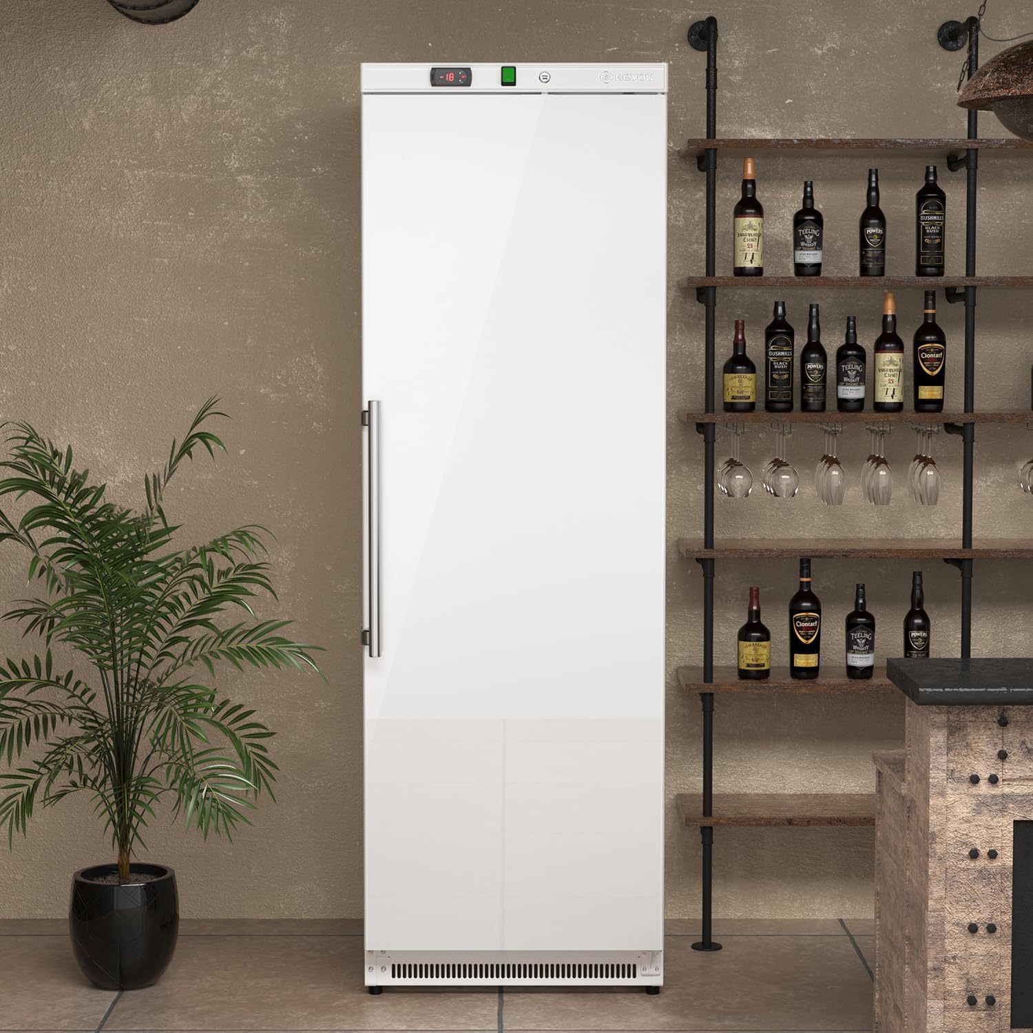 BEYOU Commercial Freezer Upright,Merchandiser Freezer,Reach-in Freezer in White Single Door for Kitchen,Garage-19 Cu. ft.