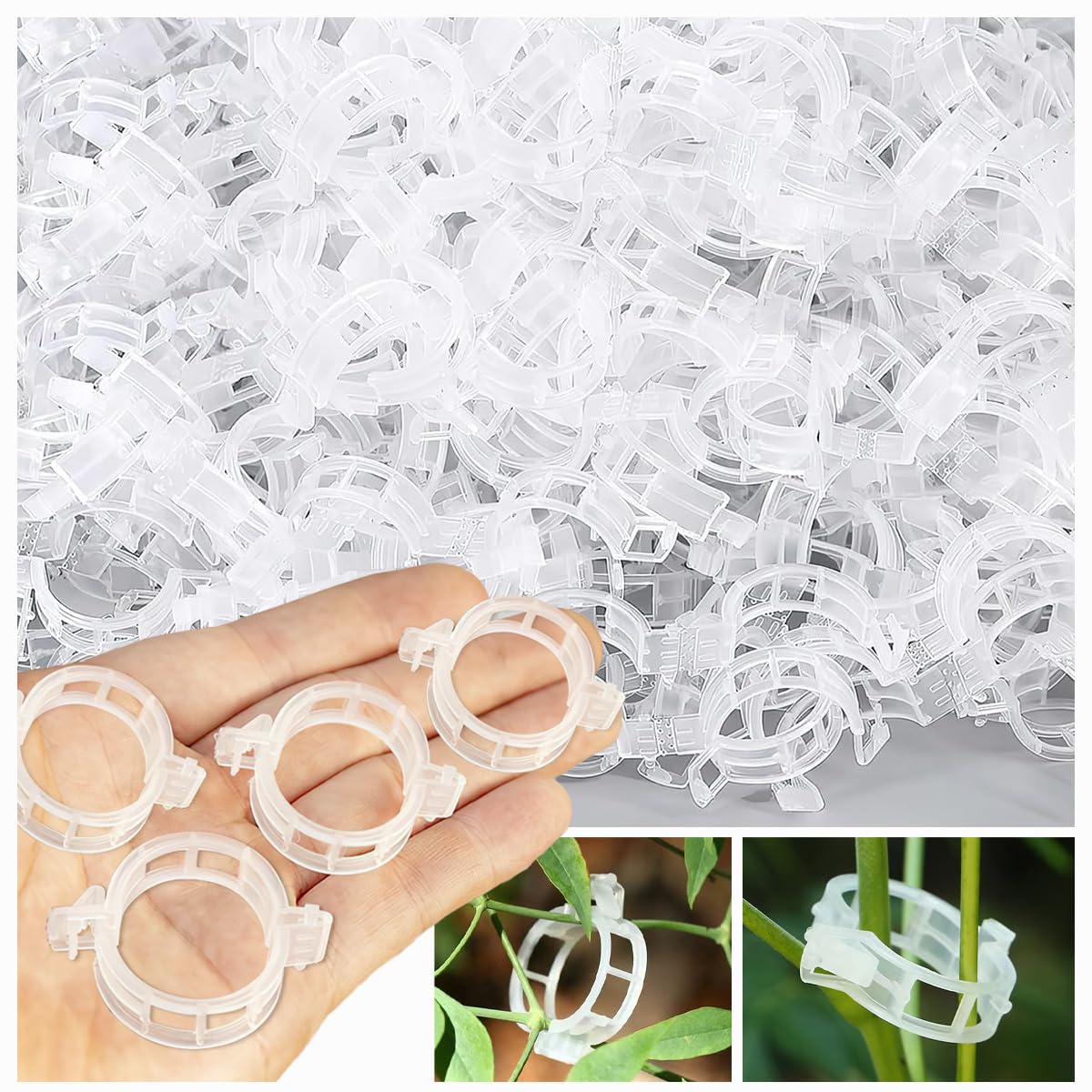 Bygytyo 400Pcs Orchid Clips Plastic Garden Plant Support Clips Trellis Plant Support Clips for Climbing Plants, Vegetables, Grape and Tomato Vine, Fixing Clips to Grow Upright and Healthier