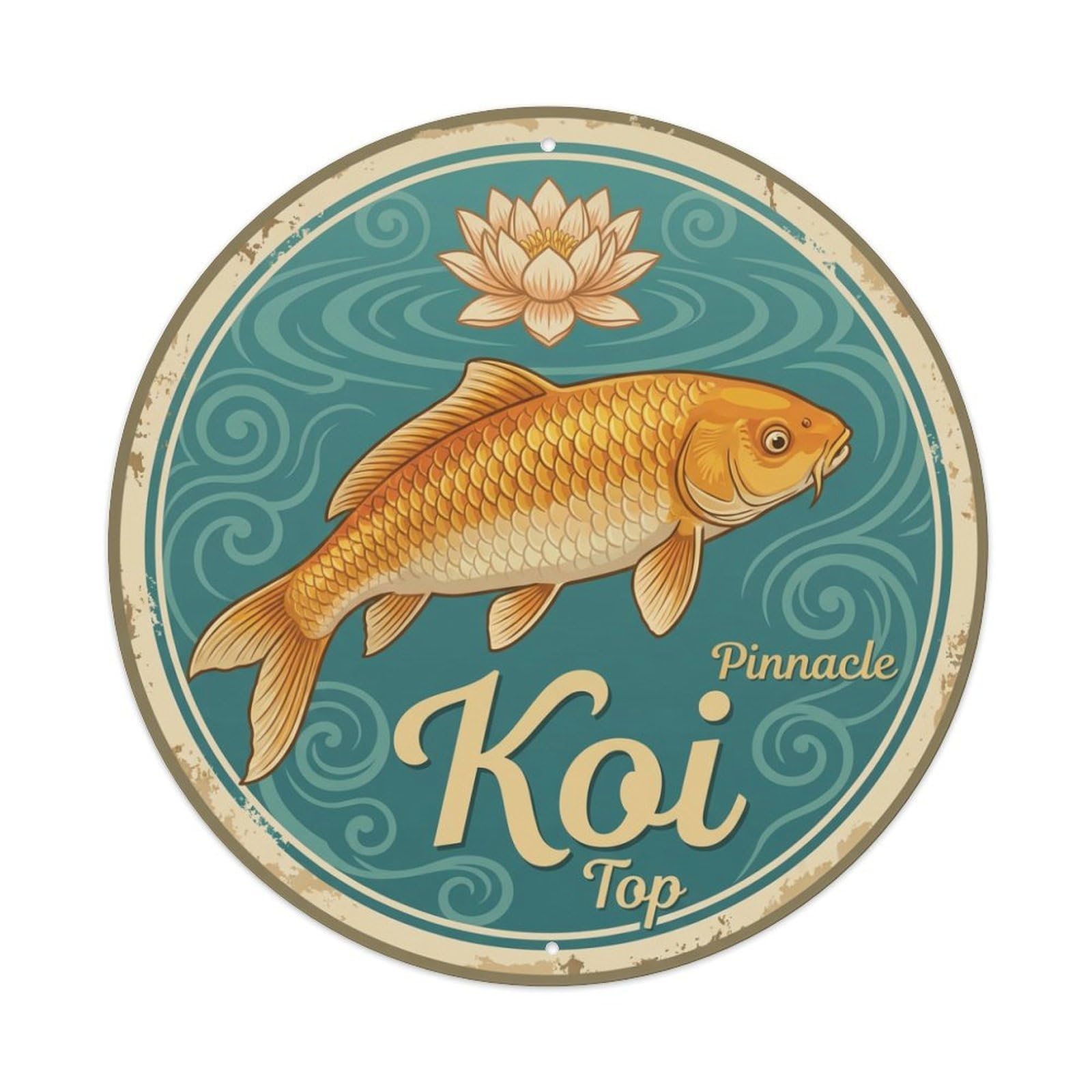 Koi Fish Pinnacle Top Summit Waters Achievement Success Peak Metal Tin Sign