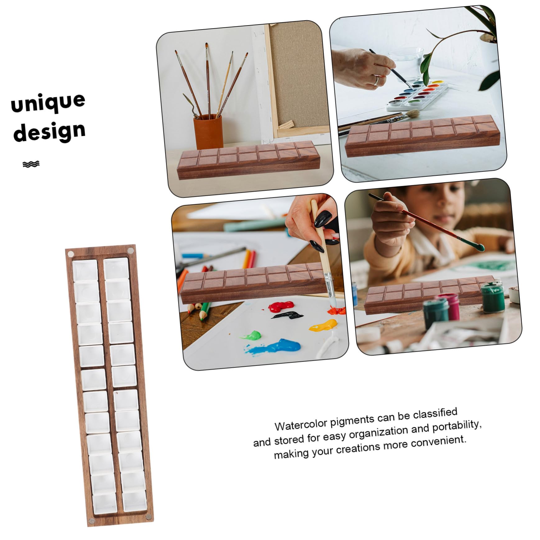 VILLCASE Boîte De 4 Boîtes De Peinture Aquarelle Vides avec Boîtes De Mélange De Pigments pour Une Peinture Facile
