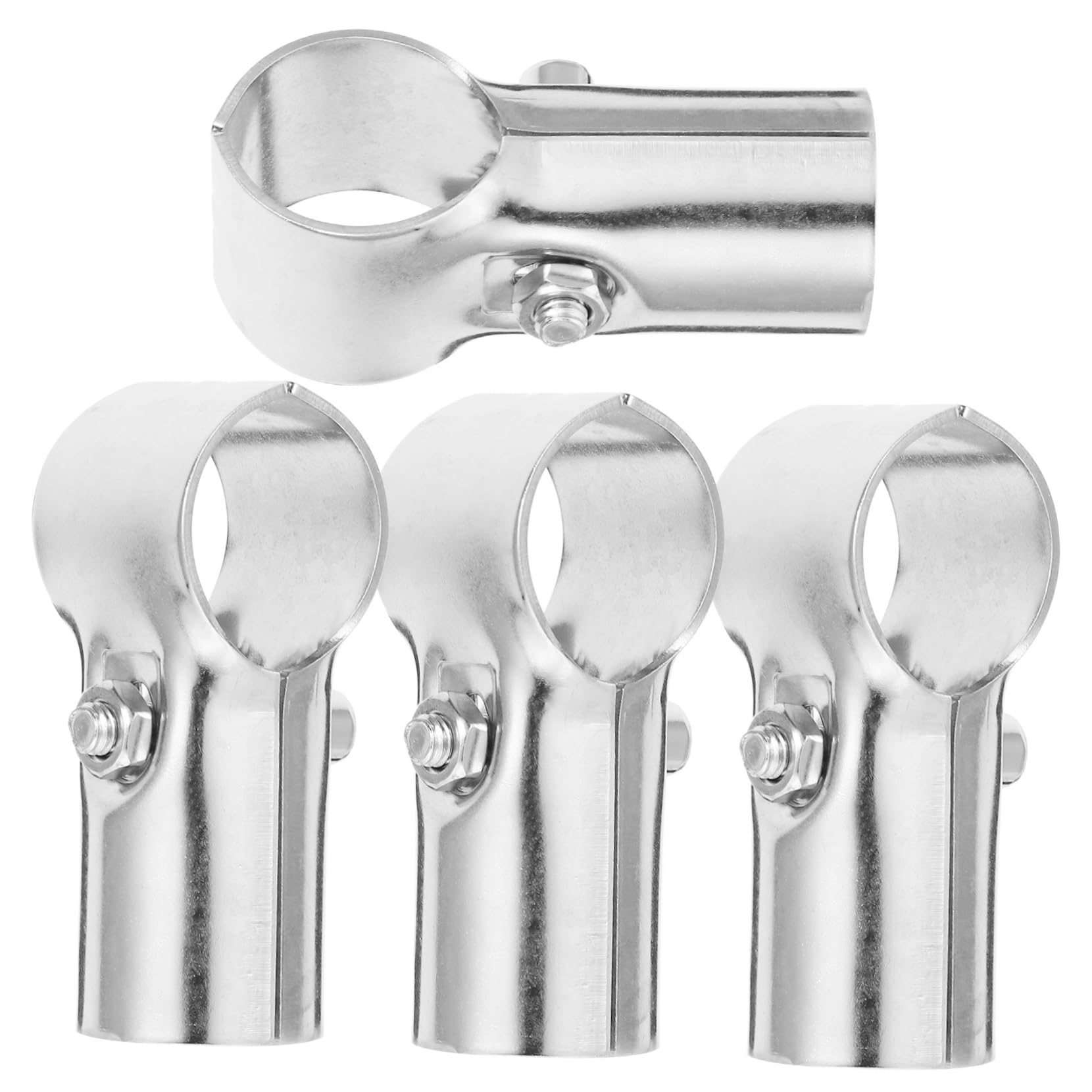 Hohopeti 2 Way Stainless Steel Connectors Pipe Clamp Set Structural Connectors End Rails Clamp for Sturdy Shelves
