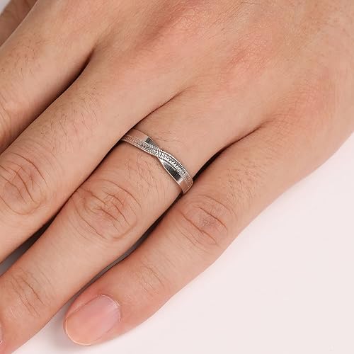 Miniatura 27 de Meissa 2 anillos de plata de ley para hombres y mujeres, anillos simples para parejas, tamaño ajustable, circonita cúbica a juego, anillos