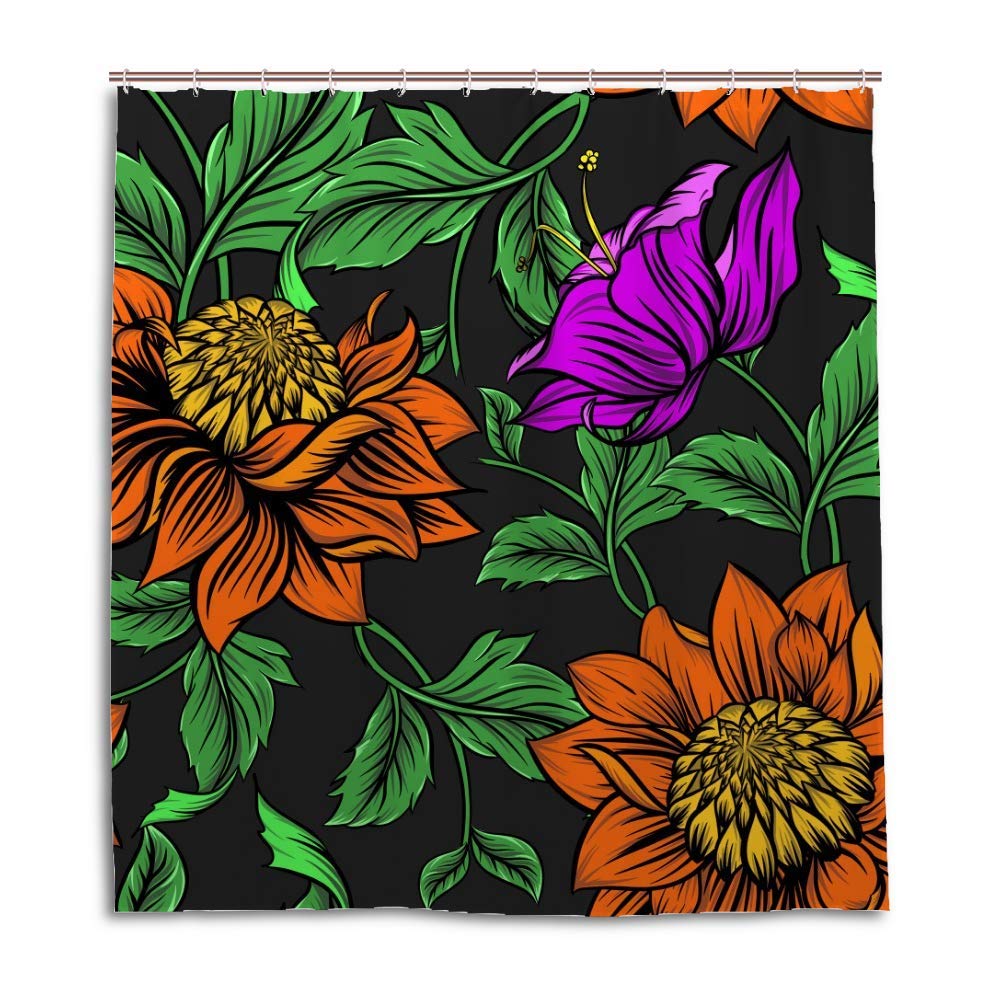 Rideau de douche occultant motifs fleurs colorées pour remplacer votre vieux rideau de douche