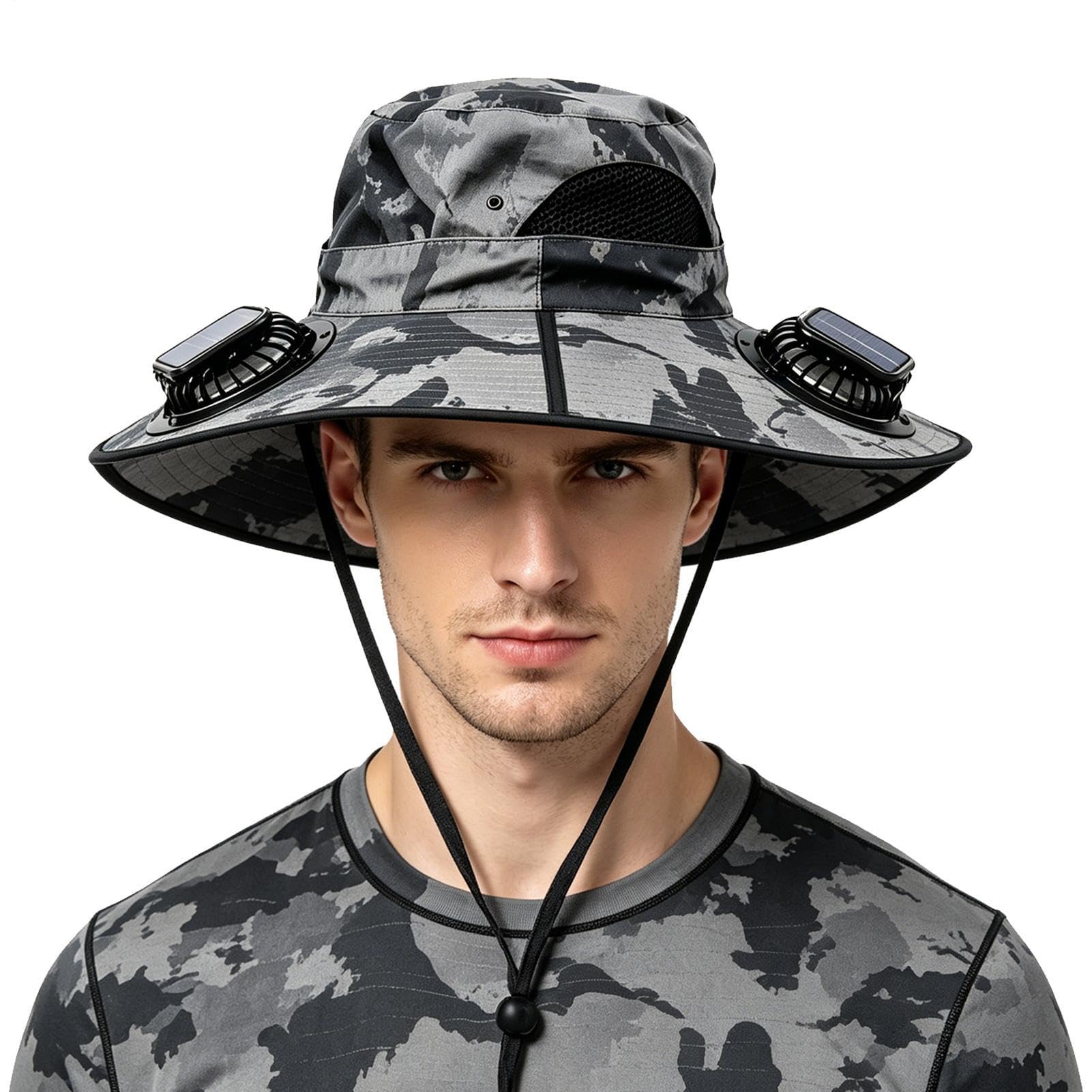 Chapeau Ventilateur Solaire Coiffe Anti-Transpiration à Plusieurs Vitesses | Chapeau À Large Bord Panneau Solaire Ventilateur Pour Plein Air Plage Été Camping Pêche Randonnée Golf Jardinage Travai