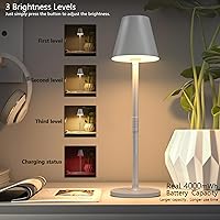 Vista 2 de Paquete de 2 lámparas de mesa inalámbricas, lámpara de escritorio recargable de 5000 mAh, luz nocturna LED regulable de 3 niveles para dormitorio