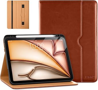 DTTO for iPad Air 11-inch Case M4/M3/M2 2026/2025/2024, iPad Air 5th / 4th Generation 2022/2020, Premium Leather Business Folio Stand Cover with Pencil Holder - Auto Sleep/Wake, Brown