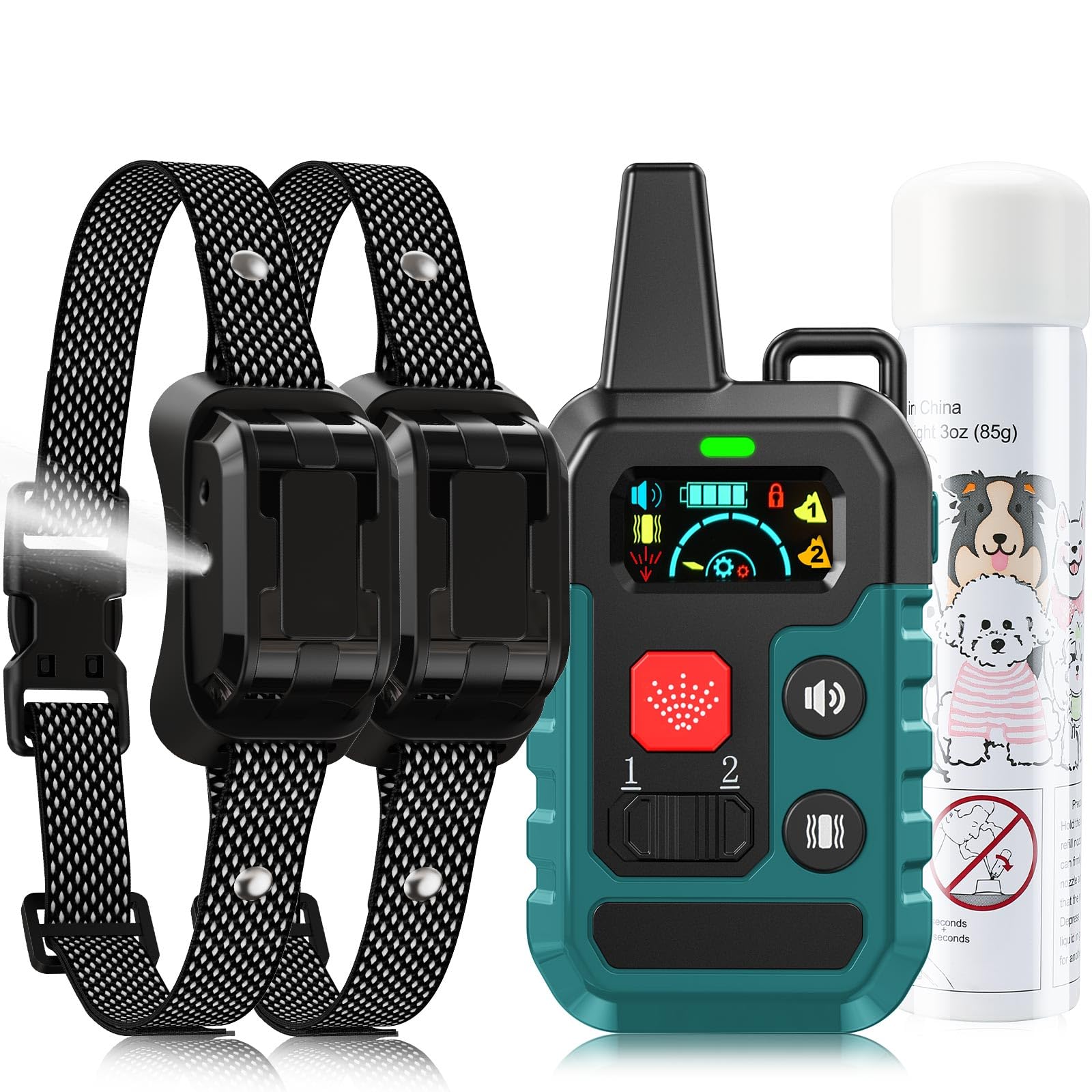 Citronella Training Collar for Dog [2* Bark Collar & 1*Spray Refill] with Beep/Vibration/Spray 4 Mode & 6 Adjustable Sensitivities Spray Dog Collar, IPX7 Waterproof for L/M/S Citronella Bark Collar
