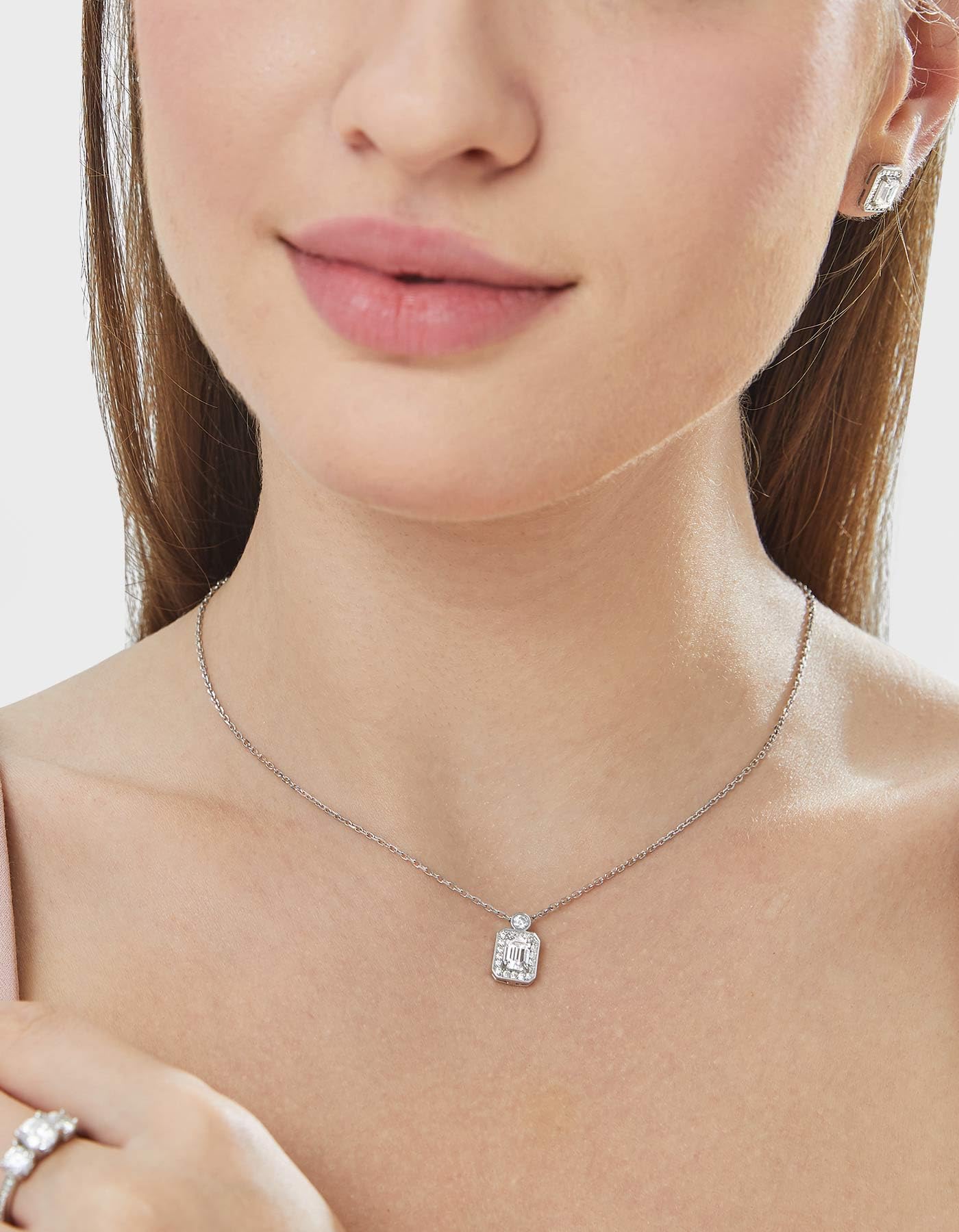 MomentWish Collana Punto Luce Donna, 1 Carato Moissanite Collana Donna Regalo Festa della Mamma Argento 925 Halo Pendente Regalo Compleanno Fidanzata
