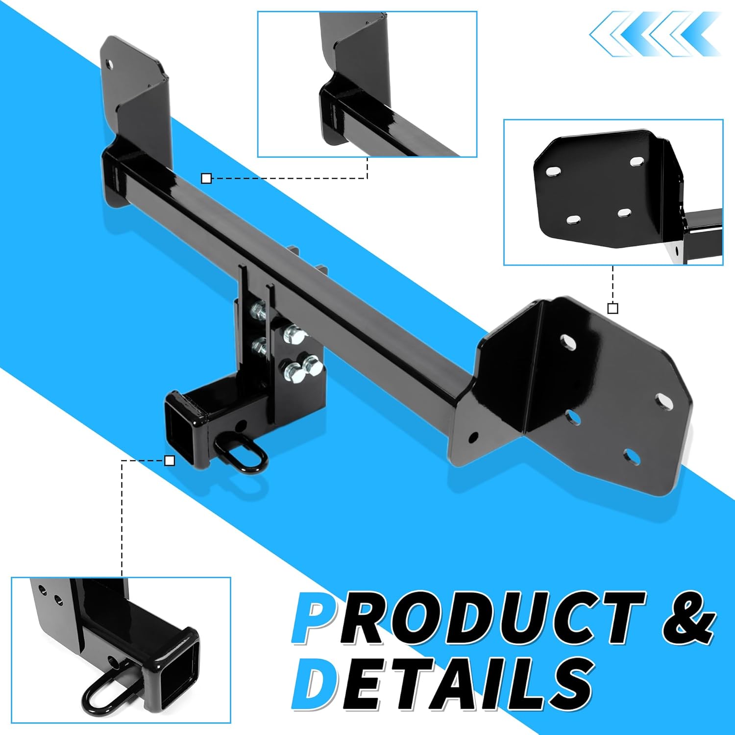 Kojem Class 3 Tow Trailer Hitch Compatible with 2010-2019 Subaru Outback with 2" Receiver Black Powder Coated