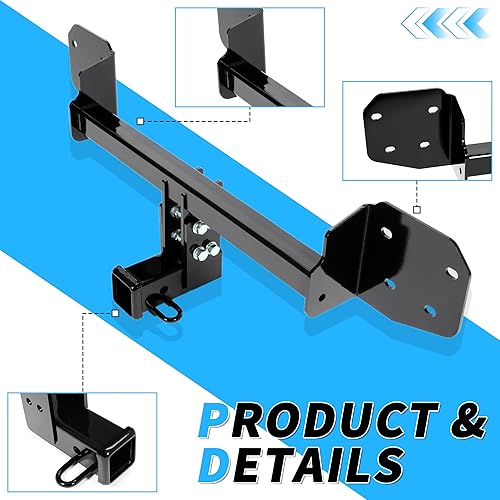 Miniatura 3 de Kojem Enganche de remolque de remolque clase 3 compatible con Subaru Outback 2010-2019 con receptor de 2 pulgadas recubierto de polvo negro