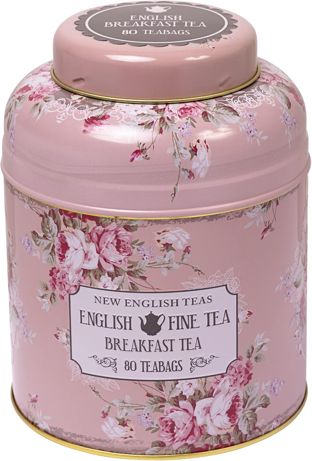 New English Teas Vintage Floral Tea Caddy with 80 English Breakfast ...