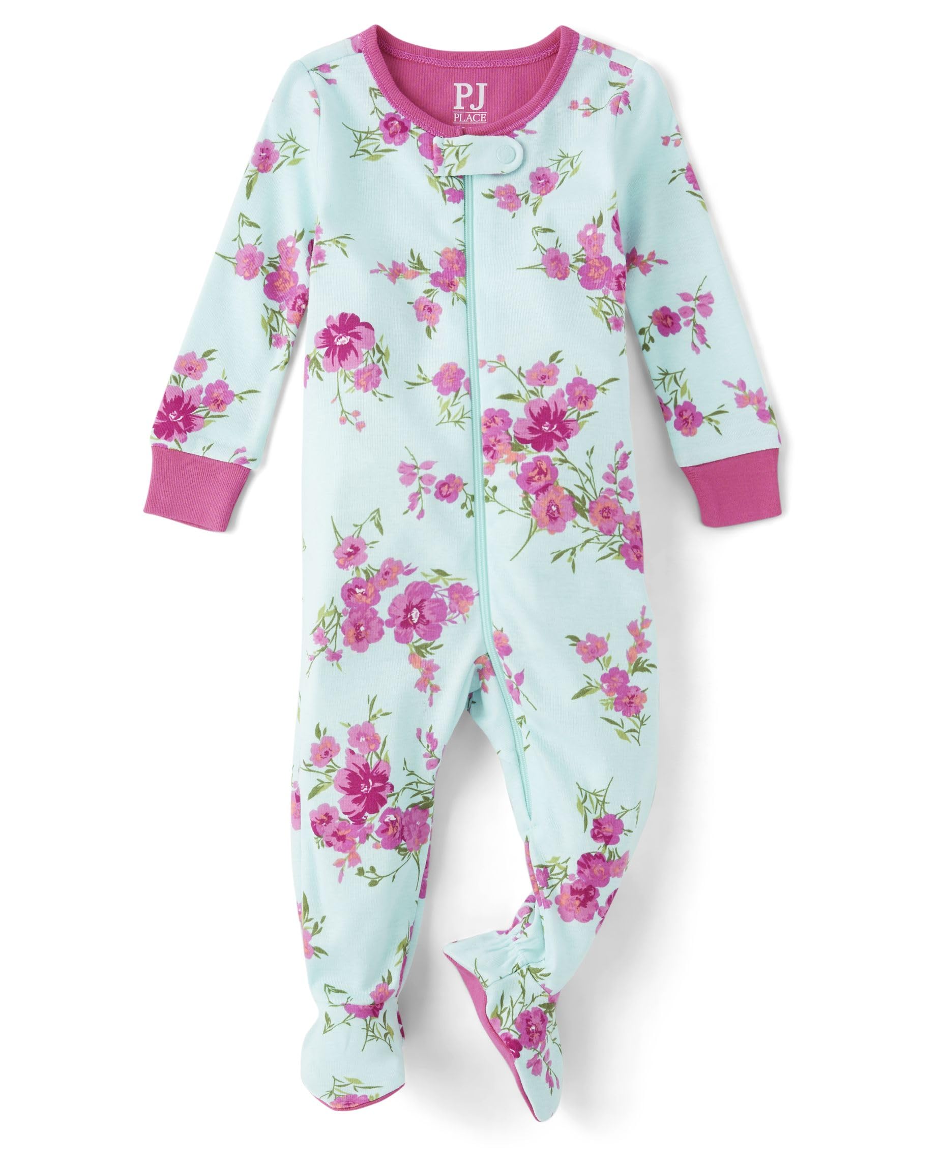 The Children's Place baby-girls And Toddler Snug Fit 100% Cotton Zip-front One Piece Footed Pajama