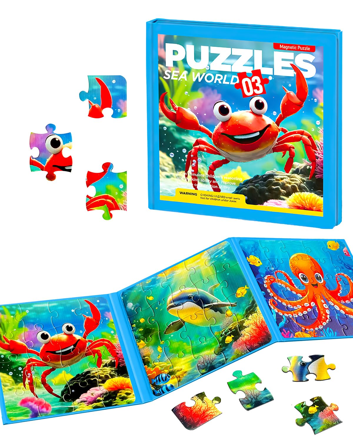 Magnetic Puzzles for Kids 4-6, Children Travel Puzzle Book Activity Toys Games for 3 4 5 6 Years Old Kids Boys Girls in Car Airplane, Learning Magnet