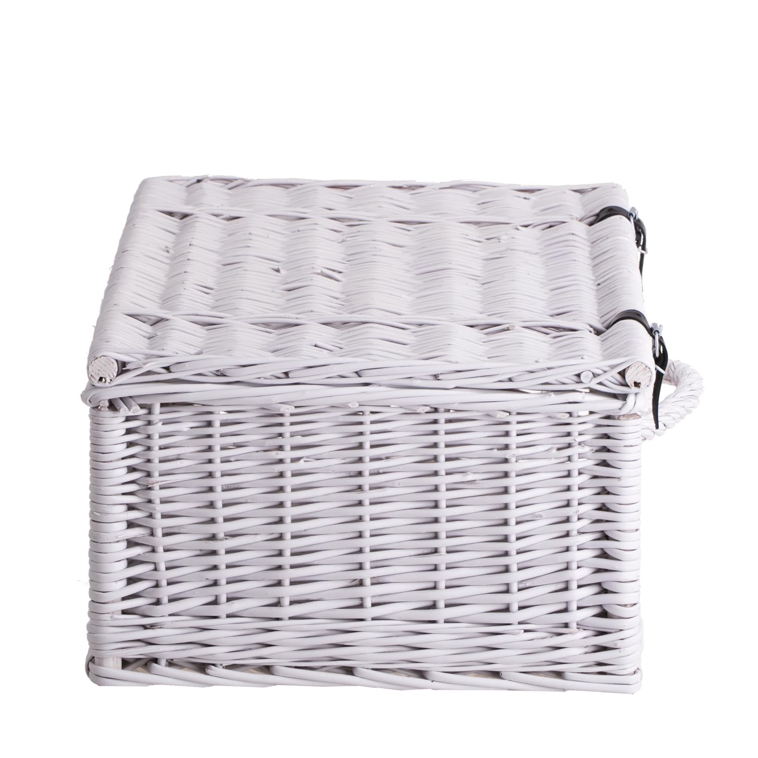 e-wicker24 Valise en osier, panier de rangement, panier de style, panier pique - nique, panier cadeau, panier de décoration, boîte multifonction (Blanc)