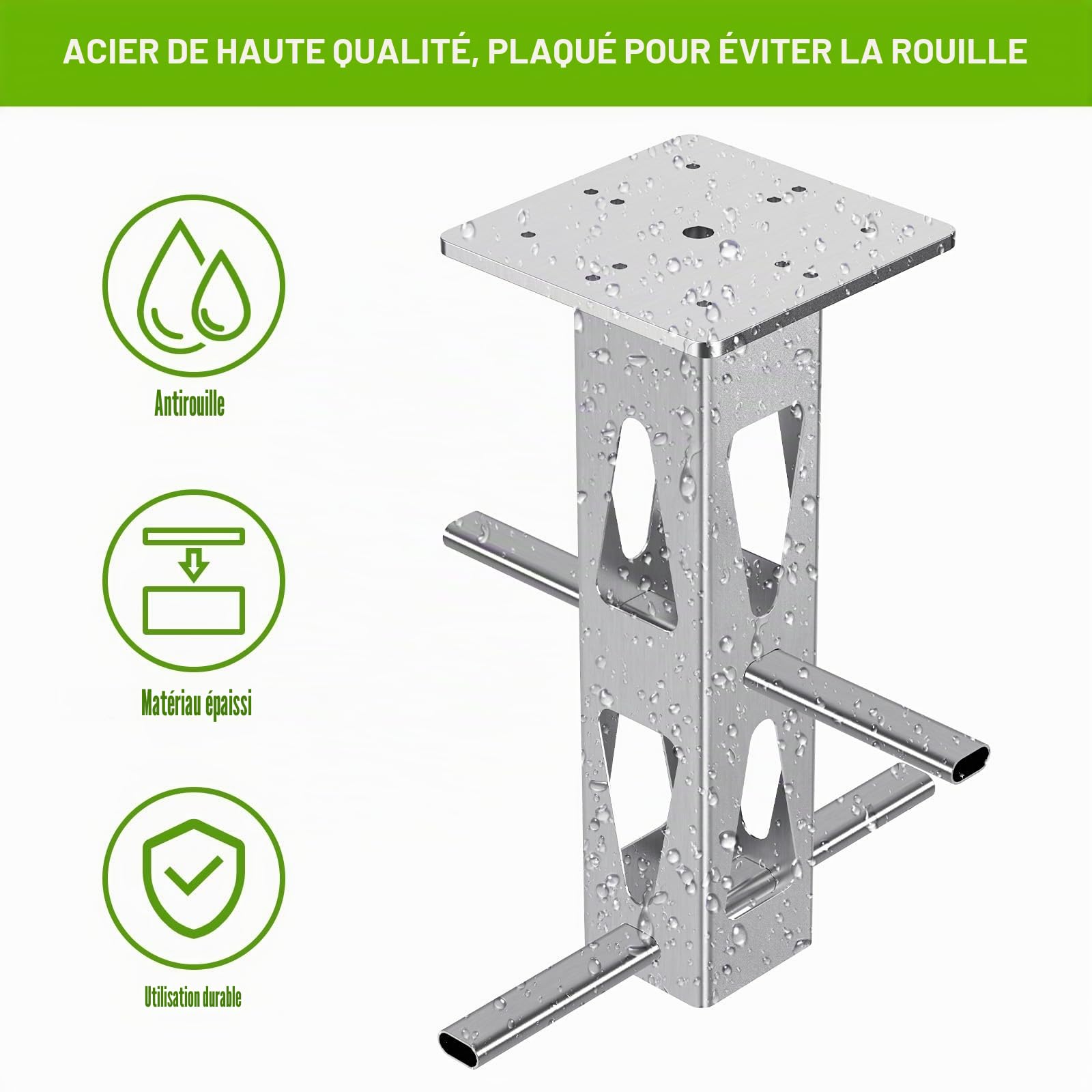 Dolibest Enterré Base de Parasol de Terrasse, Support Parasol Balcon Ancrage Universel pour Parasol Plaque de Fixation au Sol pour Poteau Cantilever Déporté avec 2Tubes pour Cour ou Balcon