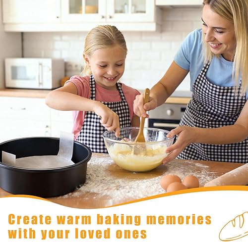 Miniatura 7 de Juego de 3 moldes para pasteles de 8 pulgadas, antiadherentes redondos con 110 piezas de papel pergamino, moldes para hornear pasteles de acero al